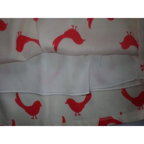 One O Eight Skirt women‎ L Red Bird Print Lined Retro Fun Pockets - Picture 7 of 7